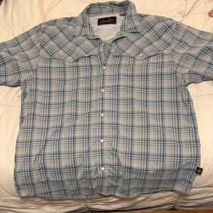 Howler Brothers Light Blue Plaid Casual Shirt